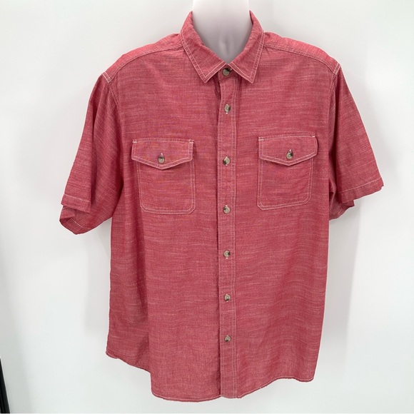 Woolrich Other - Woolrich Shirt Mens XXL Flap Pocket Button Up Red Short Sleeve Outdoor Utility